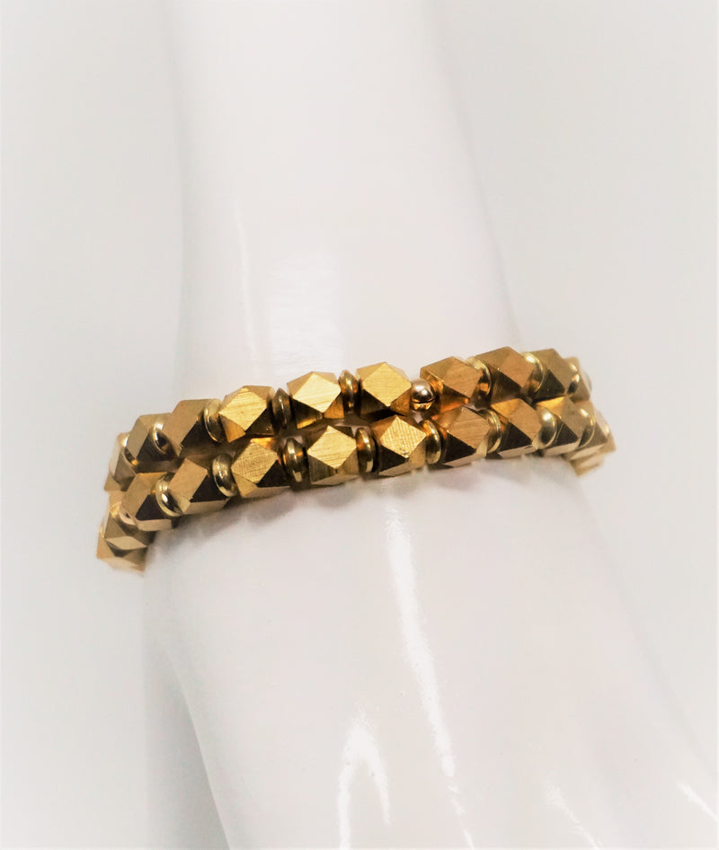 Diamond-Cut Brass Bead Bracelet