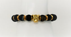 Gold and Black Panther Bead Bracelet